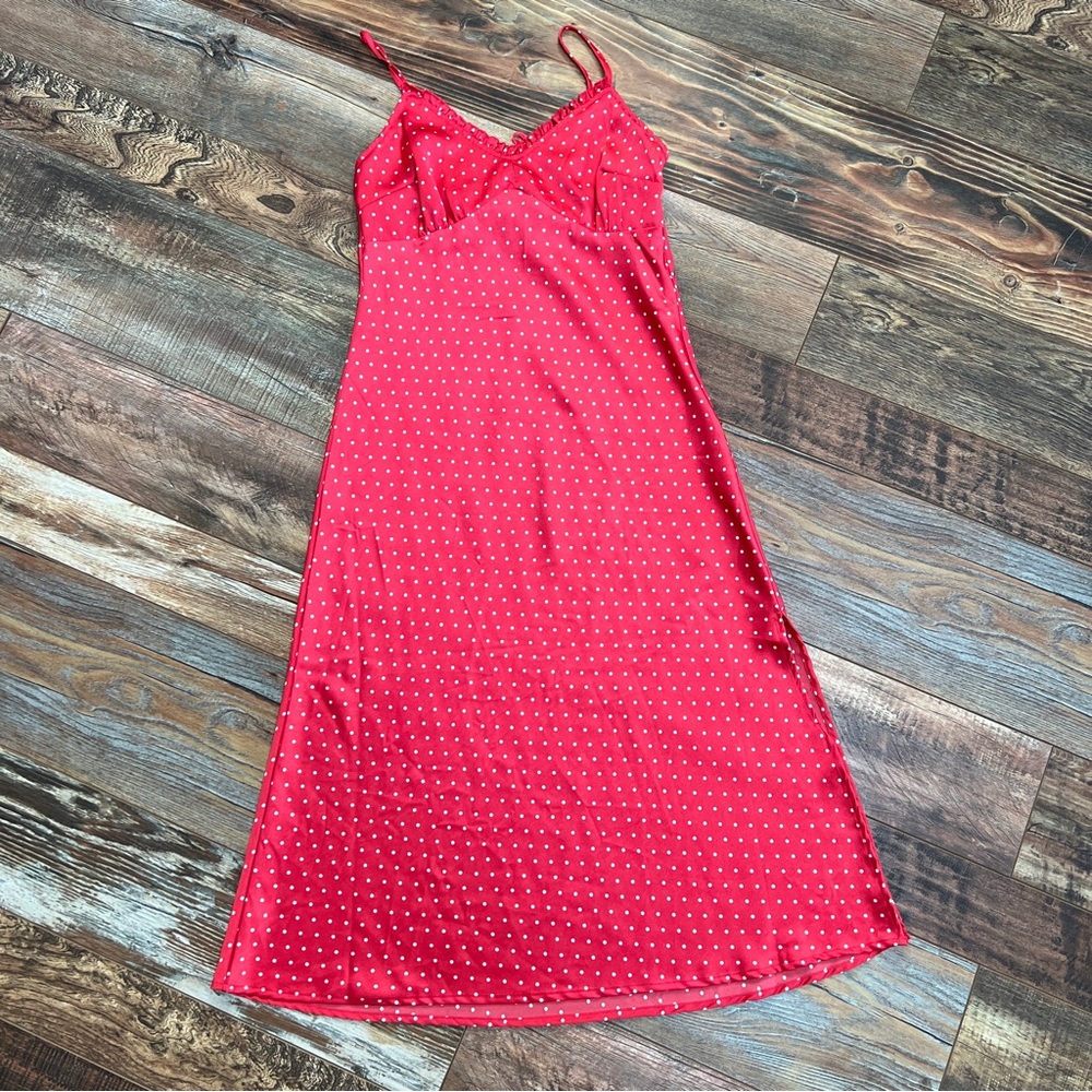 Japna Slip Polka Dot Red Dress Size S